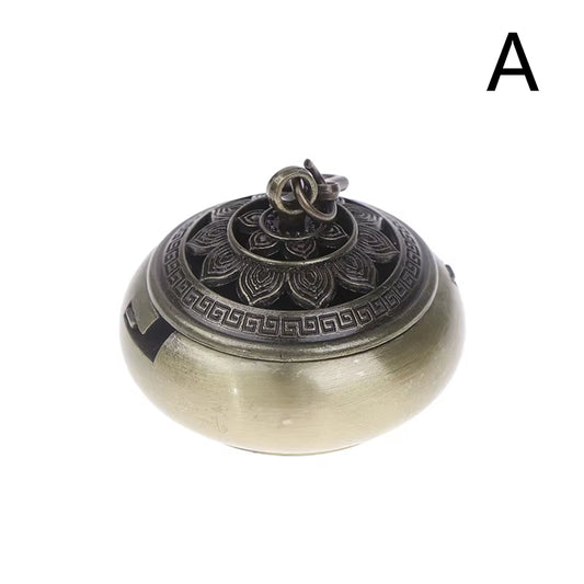 Lotus Flower Incense Burner Retro Hollow Out Zinc Alloy Hanging Lotus Burners Blessing Nasturtium Holder Home Office Decor